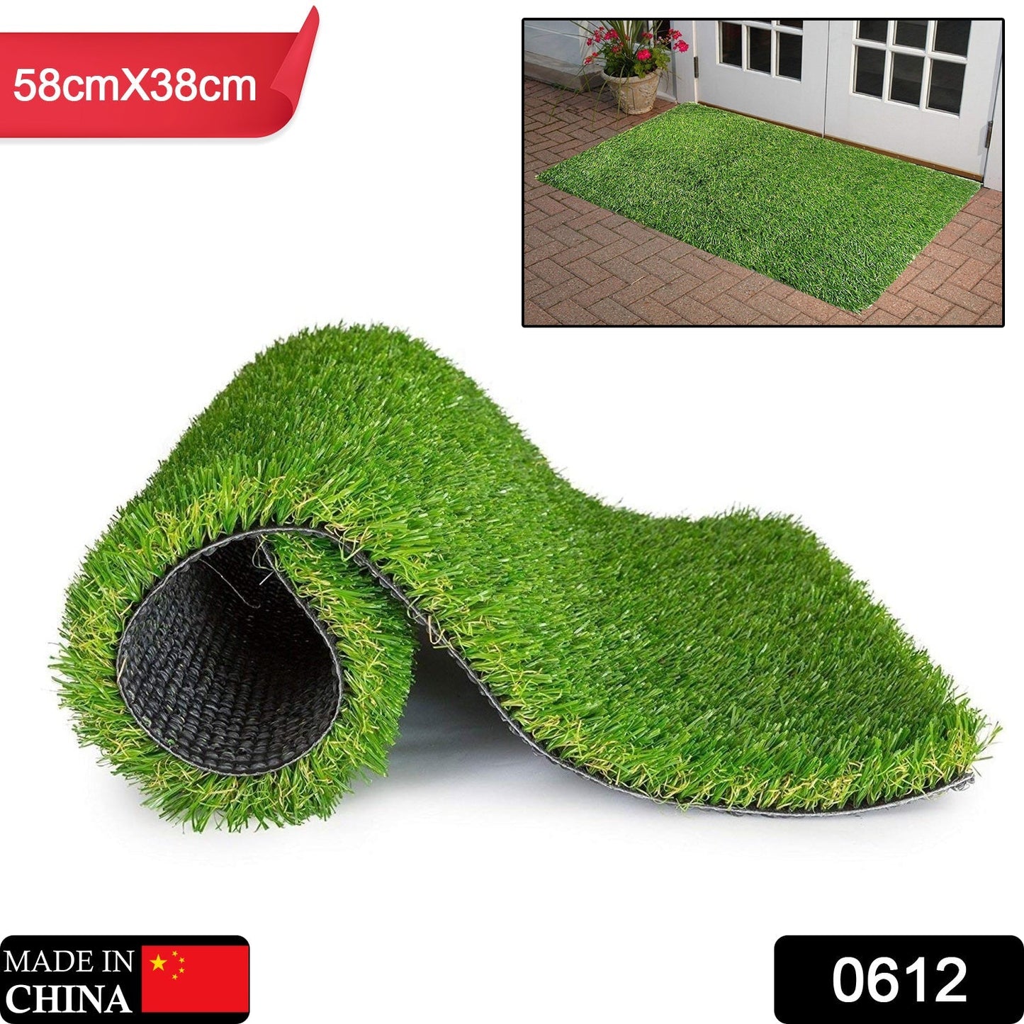 0612 Artificial Grass for Balcony Or Doormat, Soft and Durable Plastic Turf Carpet 58x38cm DeoDap