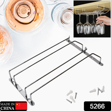 5266 Wine Glass Holder Hanging Drinking Glasses Stemware Rack Under Cabinet Storage Organizer Double Row For Baar & cafes Use DeoDap