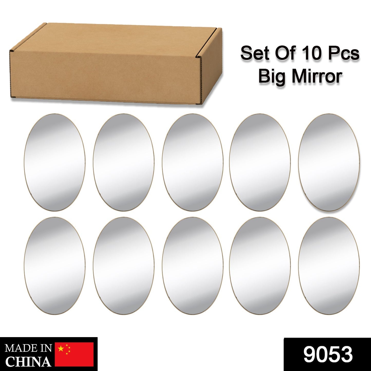 9053 10PC BIG OVAL ADHESIVE-BATHROOM-MIRROR-WALL DeoDap