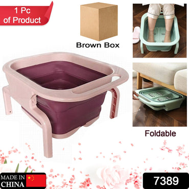 7389 Foldable Soaking Foot Massage Tub, Spa Basin, Bucket with Massage Roller, Suitable For Home Spa Pedicure Relieve Stress DeoDap