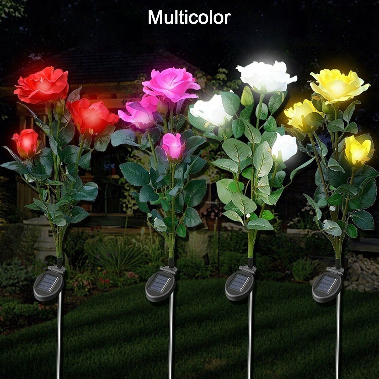 6616A Garden Solar Outdoor Rose Lights Decorative , Waterproof Flower Light for Garden Patio Landscape Pathway Yard Holiday Decoration DeoDap