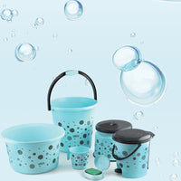 8711 PLASTIC BATHROOM ACCESSORIES SET 6 PCS BATH SET BATHROOM BUCKET WITH DUSTBIN MUG, STOOL, SOAP CASE,TUB DeoDap