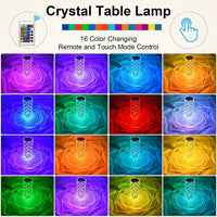 6604 Crystal Touch Night Light (16 Colors) - Rose Diamond Table Lamp with Remote Control, USB Table Lamp, Romantic Date Lighting Decor for Festival, Bedroom, Dining Room DeoDap