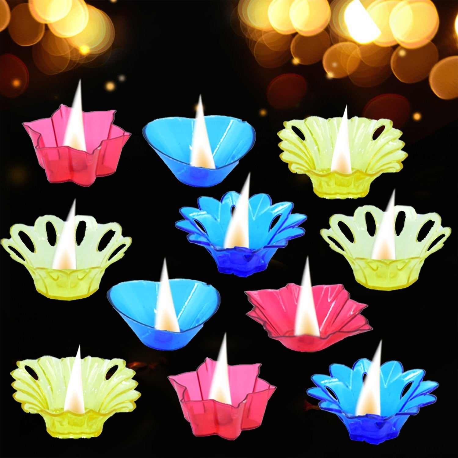 6004A Candle Cup with Multi Shape  (Multicolor) DeoDap