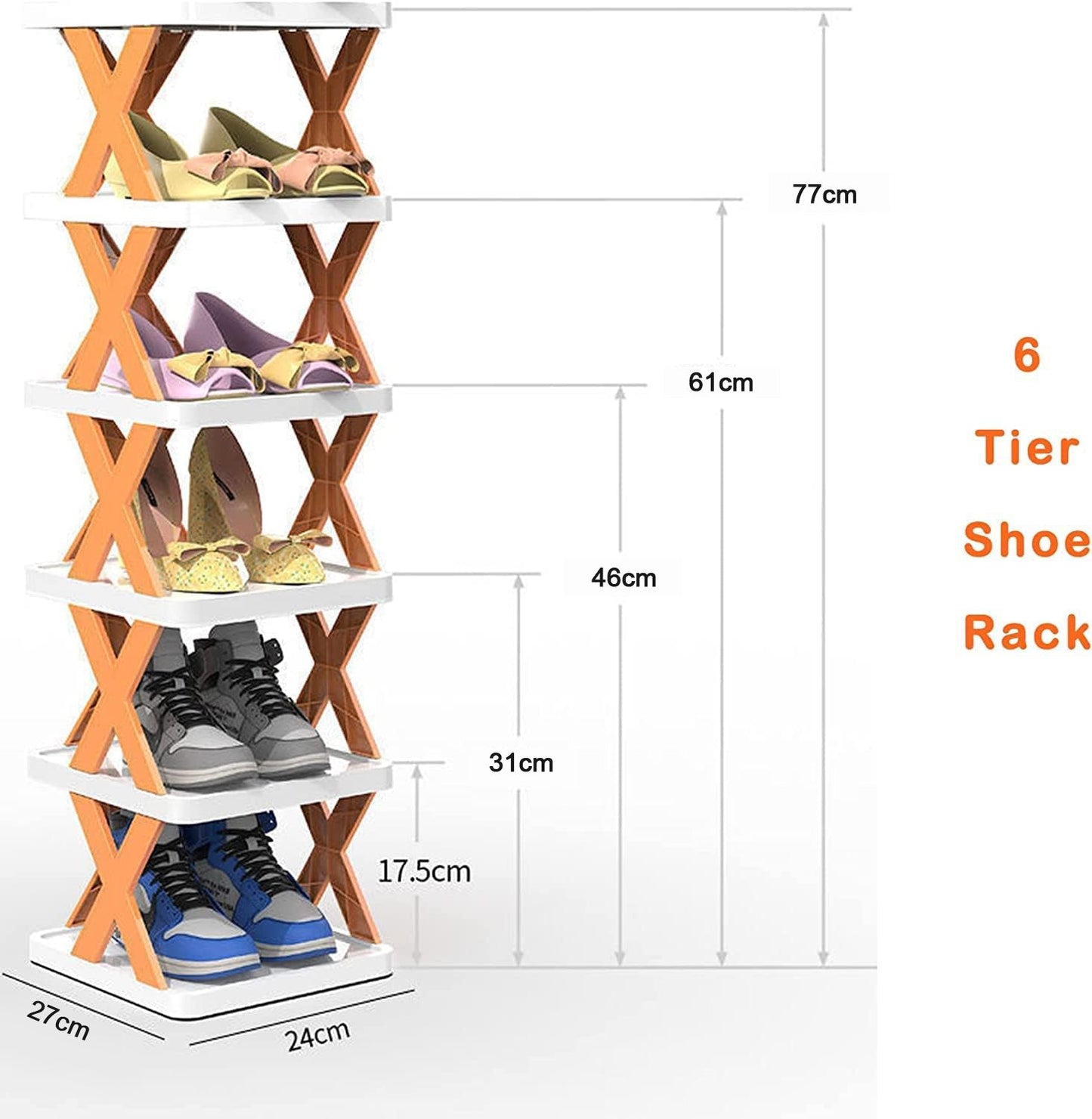 9054 6 Layer Shoe Rack Design Lightweight Adjustable Plastic Foldable Shoe Cabinet Storage Portable Folding Space Saving Shoe Organizer Home and Office DeoDap