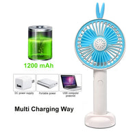 7606 Mini Portable Hand Fan USB Rechargeable Fan With Led Light Fan for Indoor and Outdoor Use by Women and Men Table Standing Stand Included DeoDap