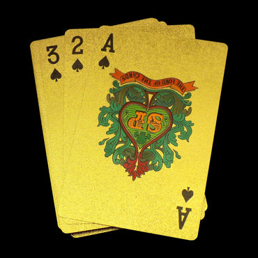 0523 Cartes à jouer de poker plaquées or (dorées)