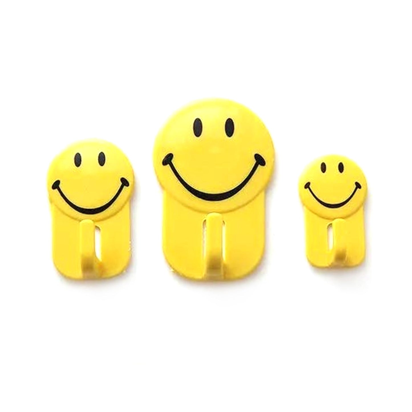 1702 3Pcs Self Adhesive Multipurpose Smiley Hooks For home Use DeoDap