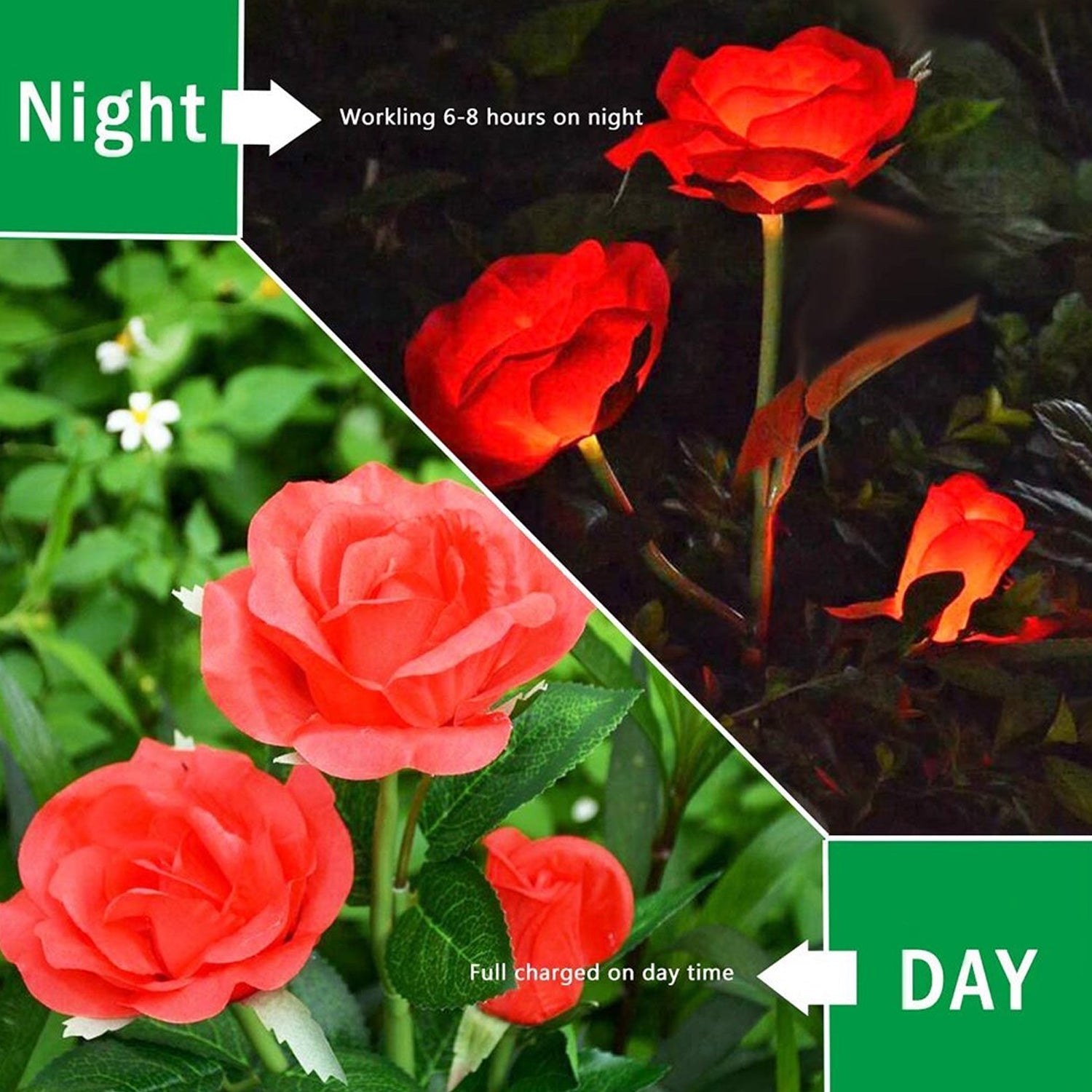 6616A Garden Solar Outdoor Rose Lights Decorative , Waterproof Flower Light for Garden Patio Landscape Pathway Yard Holiday Decoration DeoDap