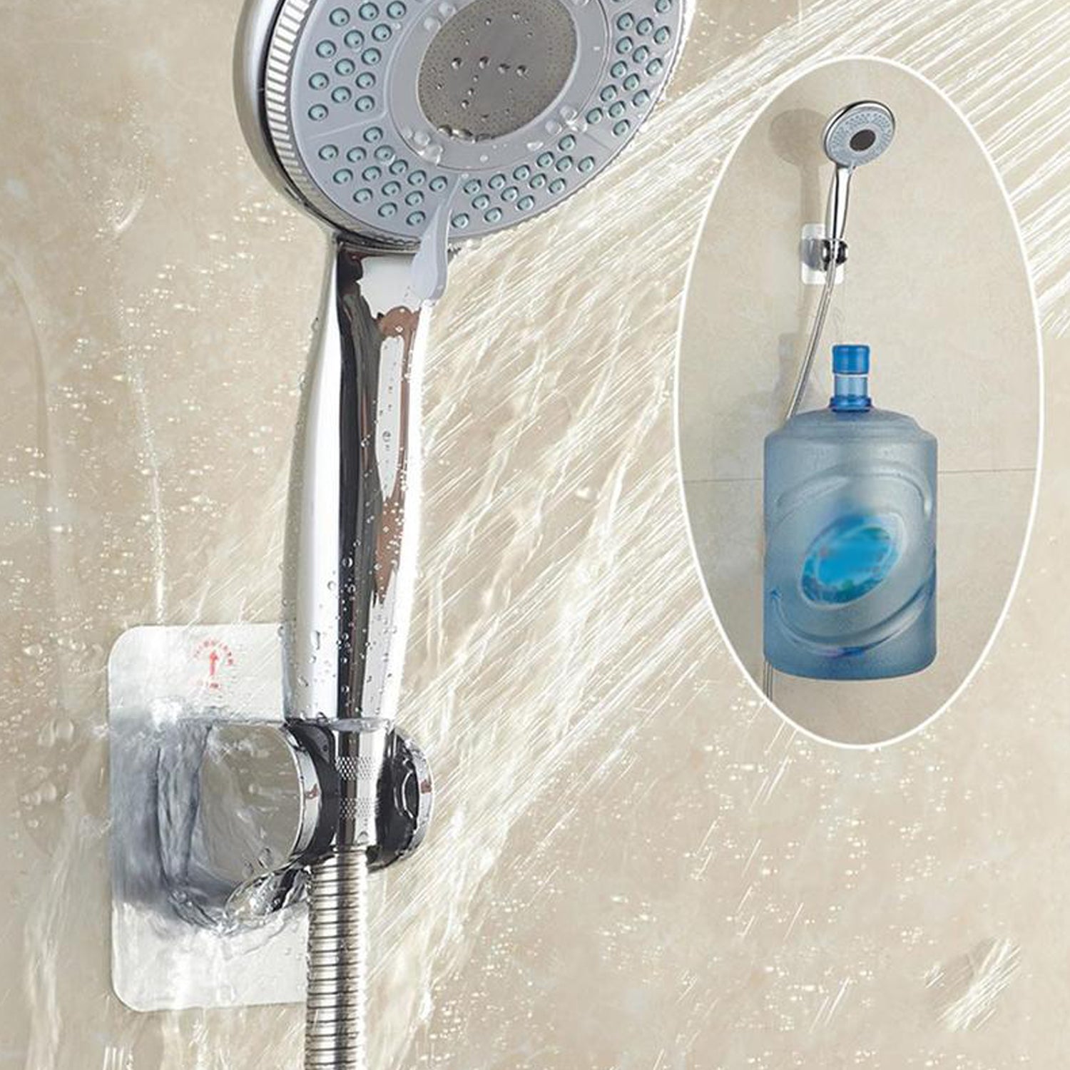 6255 Shower Head Holder, Adhesive Handheld Shower Holder, with adhesive sticker to hold. DeoDap