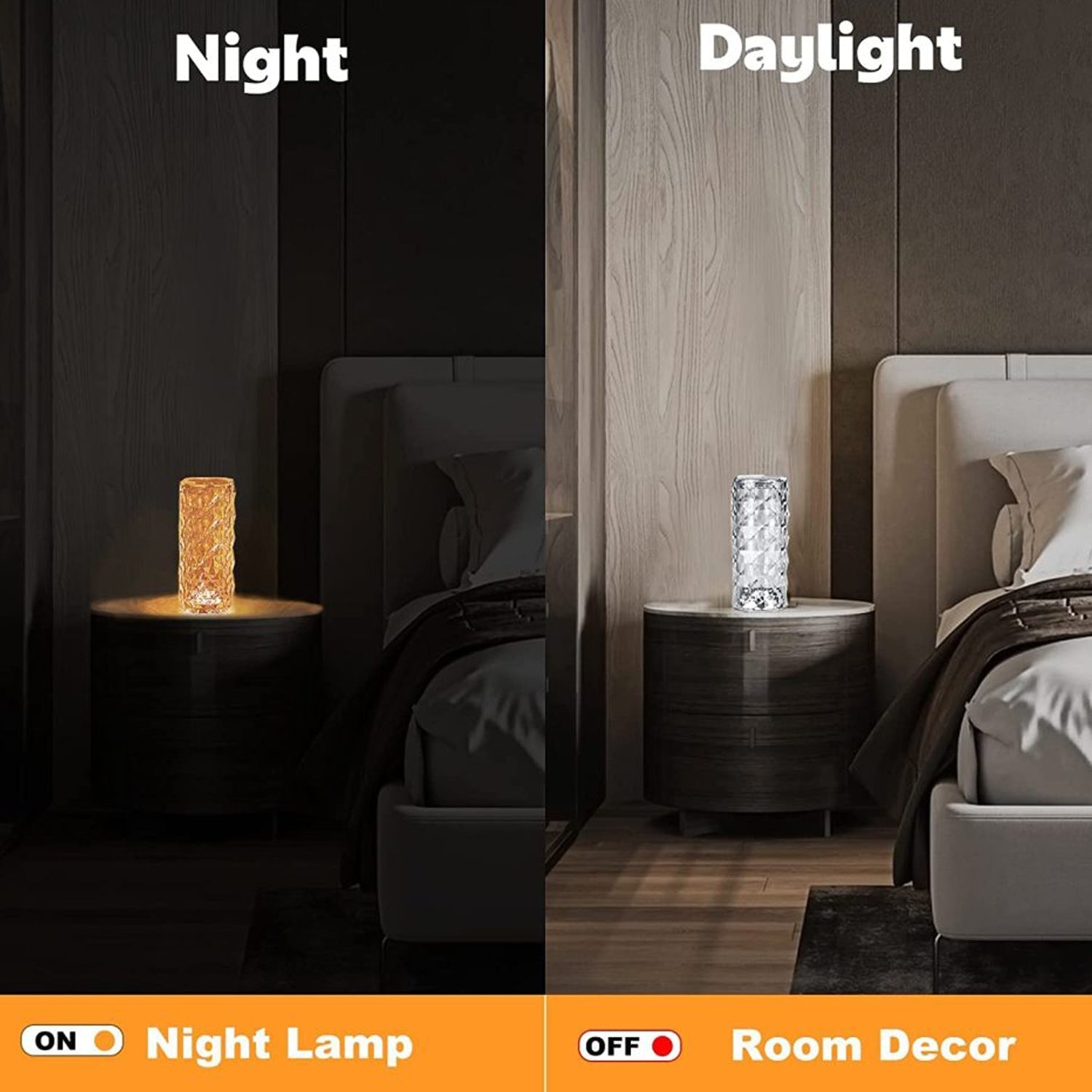 6604 Crystal Touch Night Light (16 Colors) - Rose Diamond Table Lamp with Remote Control, USB Table Lamp, Romantic Date Lighting Decor for Festival, Bedroom, Dining Room DeoDap