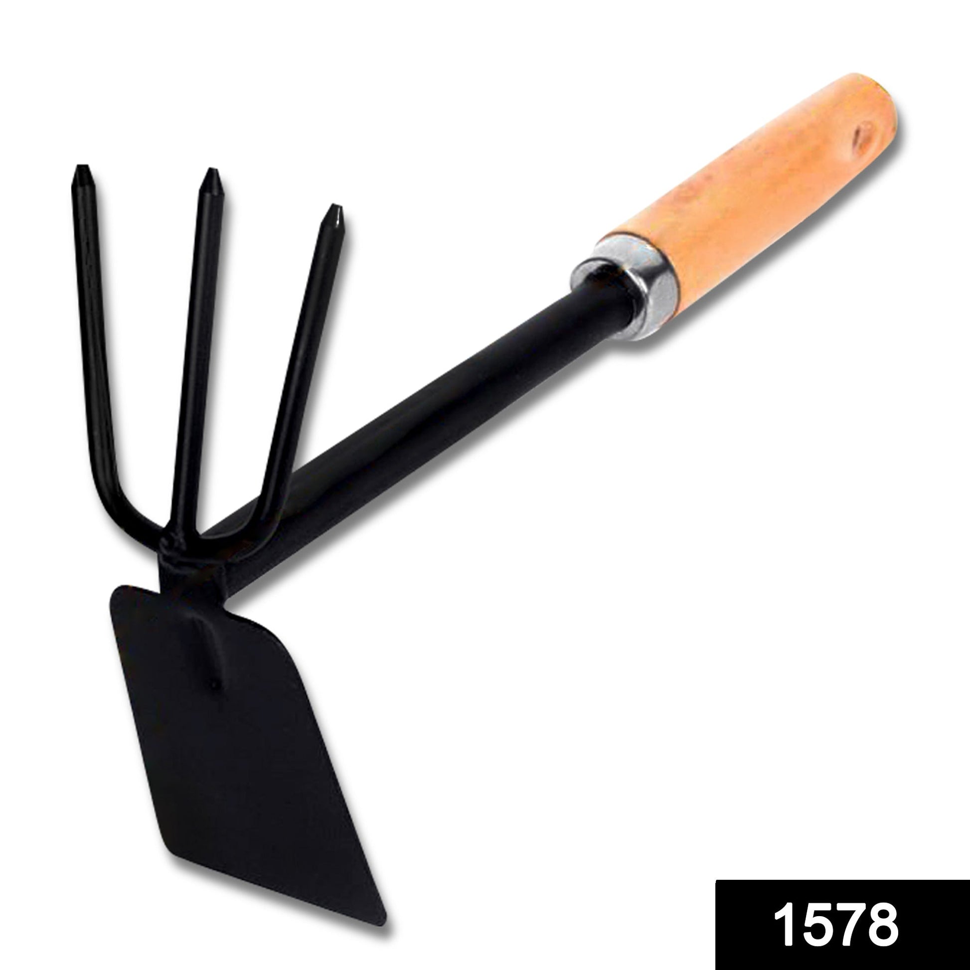 1578 2 in 1 Double Hoe Gardening Tool with Wooden Handle DeoDap