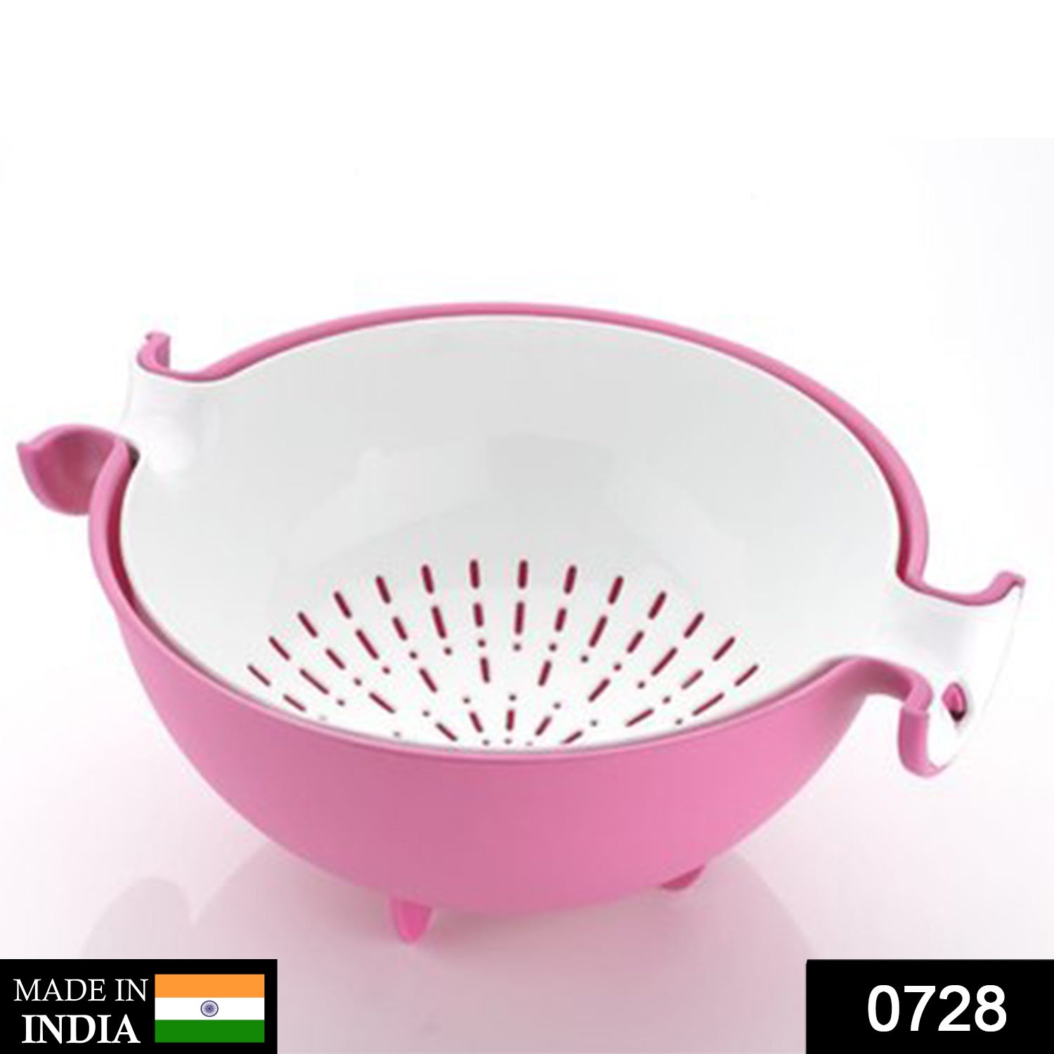 0728 Multifunctional Washing Fruits & Vegetables Basket Strainer and Detachable Drain Basket Bowl DeoDap