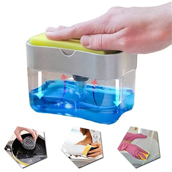 1273 2 in 1 Soap Pump Dispenser Sponge Holder Kitchen Sink Soap Holder Dispenser DeoDap