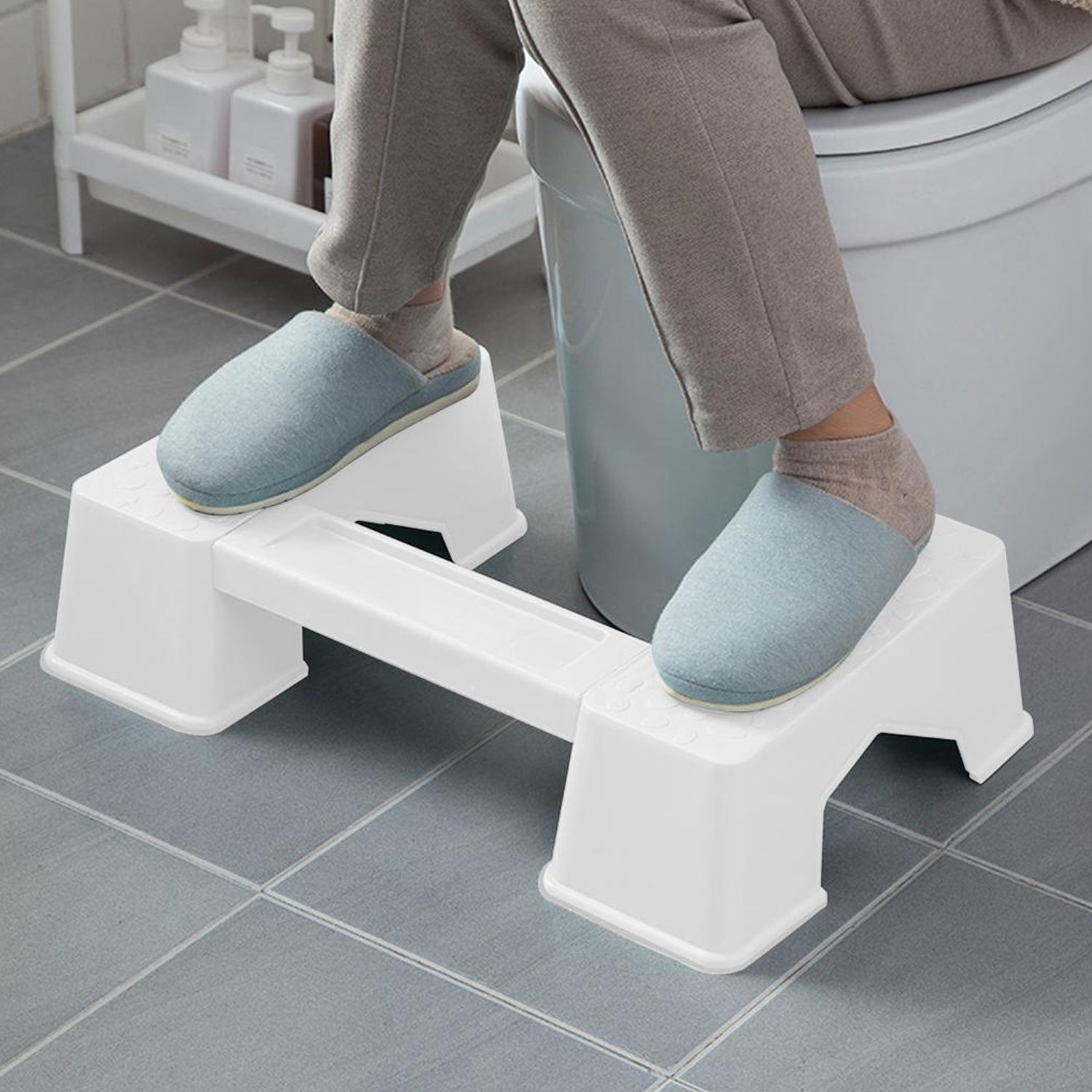 7680 Toilet Stool, Durable Foldable Stable Innovative Step Stool Plastic Anti Slip for Bathroom for Home DeoDap