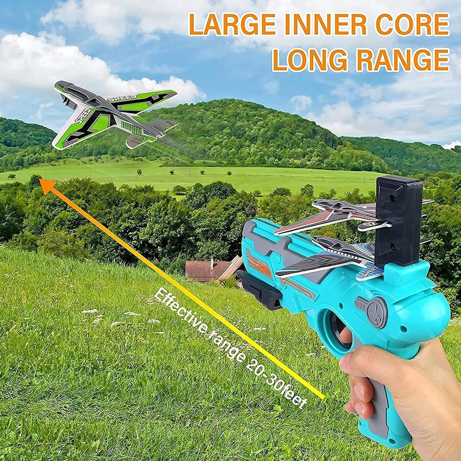 4413A Airplane Launcher Gun Toy with Foam Glider Planes, Outdoor Games for Children, Best Aeroplane Toys for Kids, Air Battle Gun Toys  ( 5 Plane Include ) DeoDap