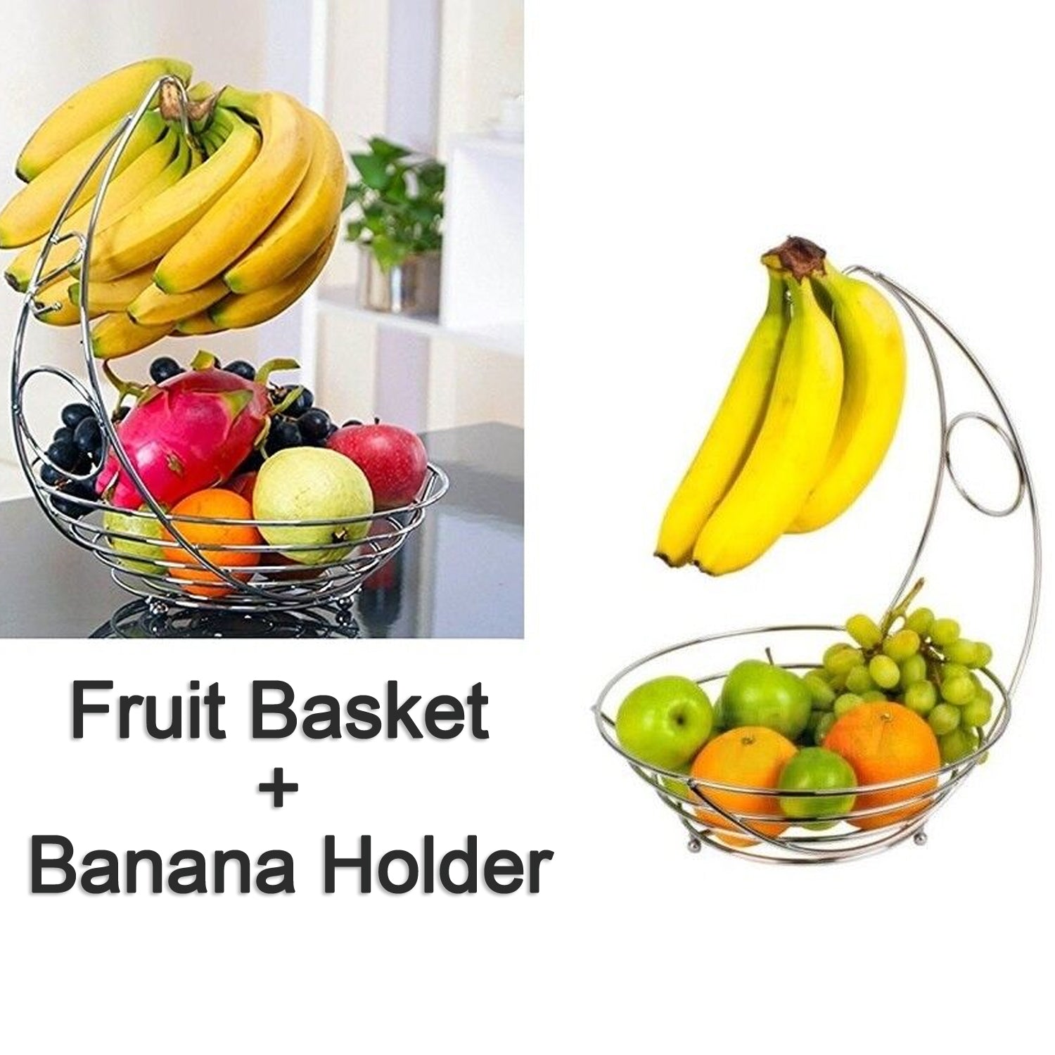 5186 Fruit Storage Basket Steel For Home & Hotel Use DeoDap