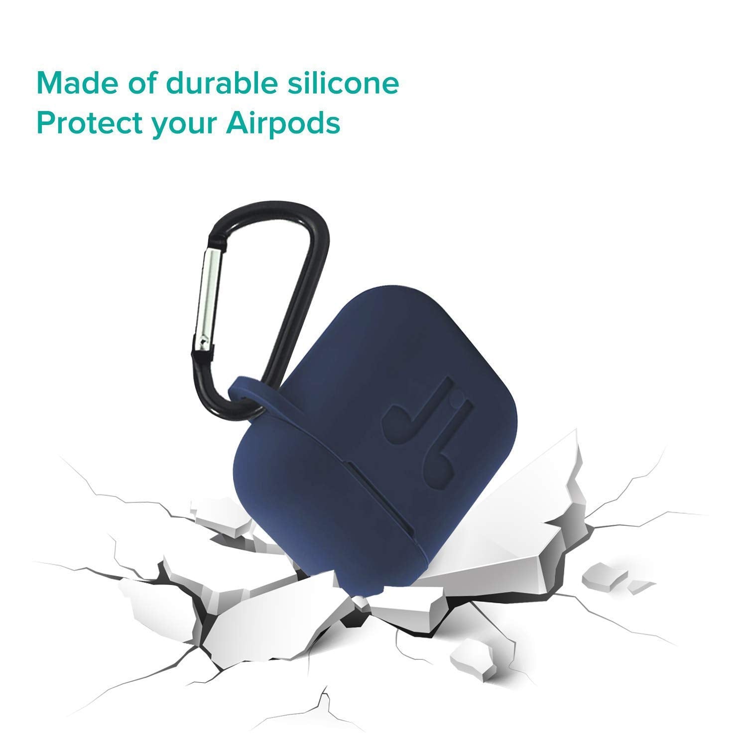 6473 Silicone Shockproof Protection Wireless Headphones Carrying Box Cover with Metal Keychain DeoDap