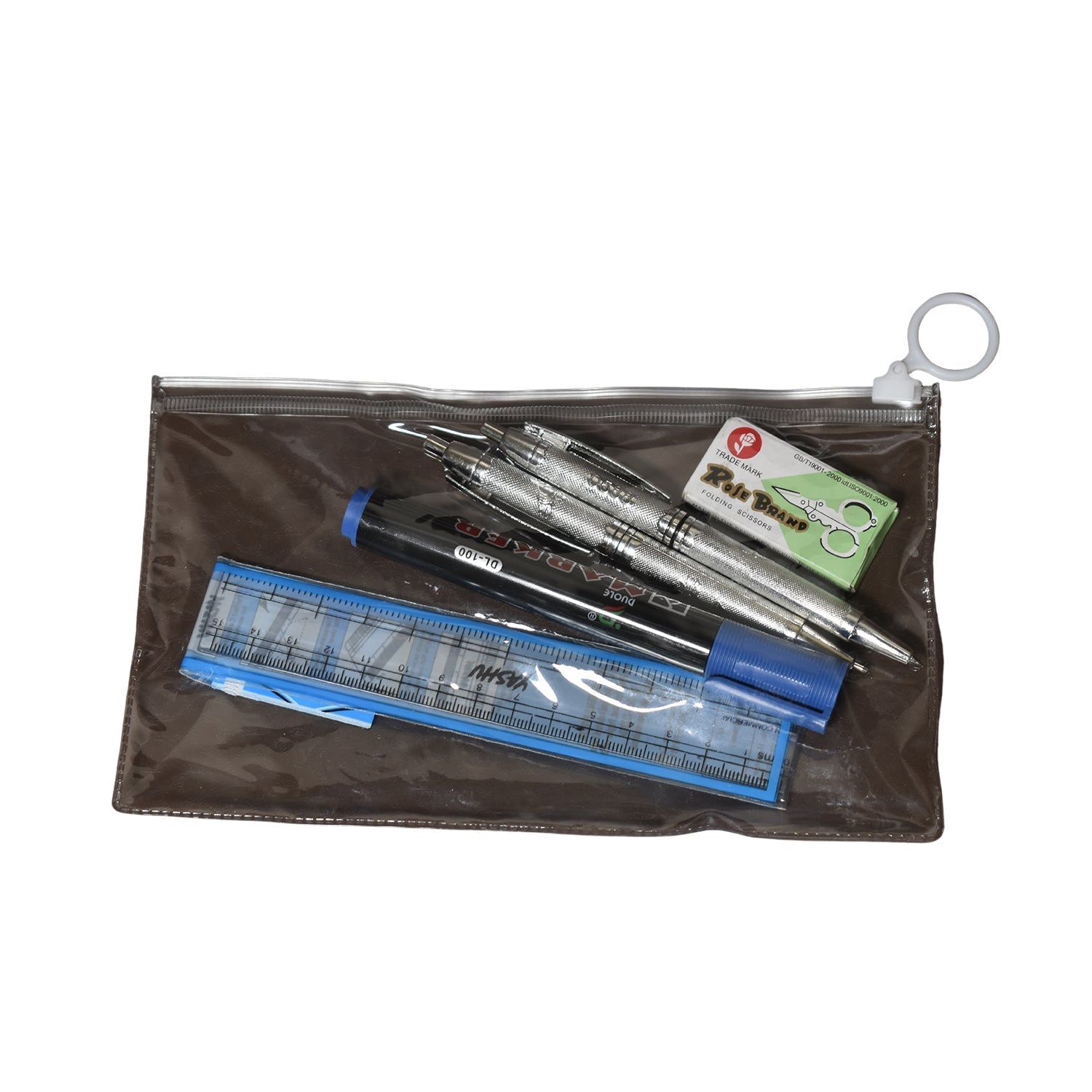 4848  6-Pcs Combo Zipper Pouch scissor Ruler Pen And Marker Used While Studying By Teachers And Students In Schools And Colleges Etc. DeoDap