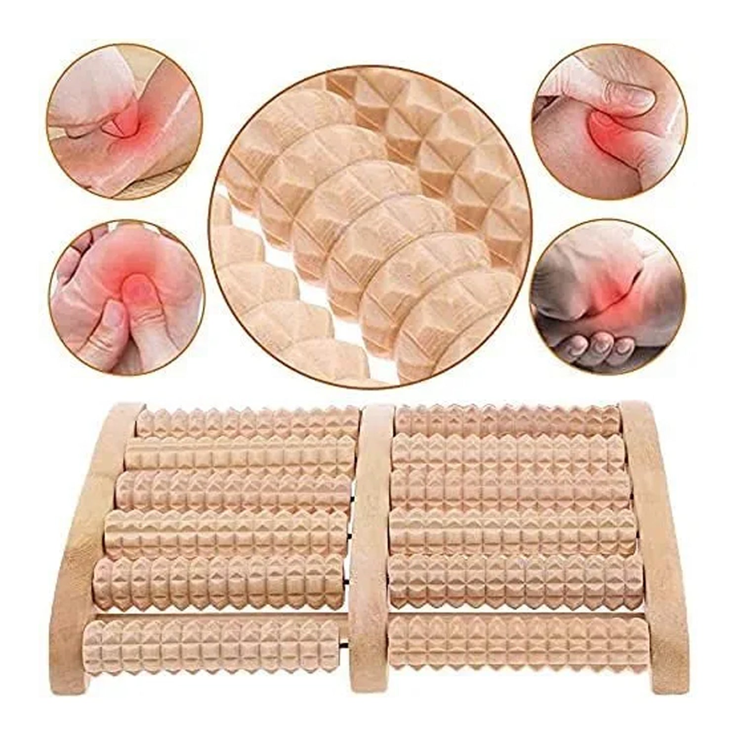 7262 Wooden Foot Massager Roller Reflexology Foot Massager for Increase Blood Circulation and Plantar Fasciitis Relieve Pain DeoDap