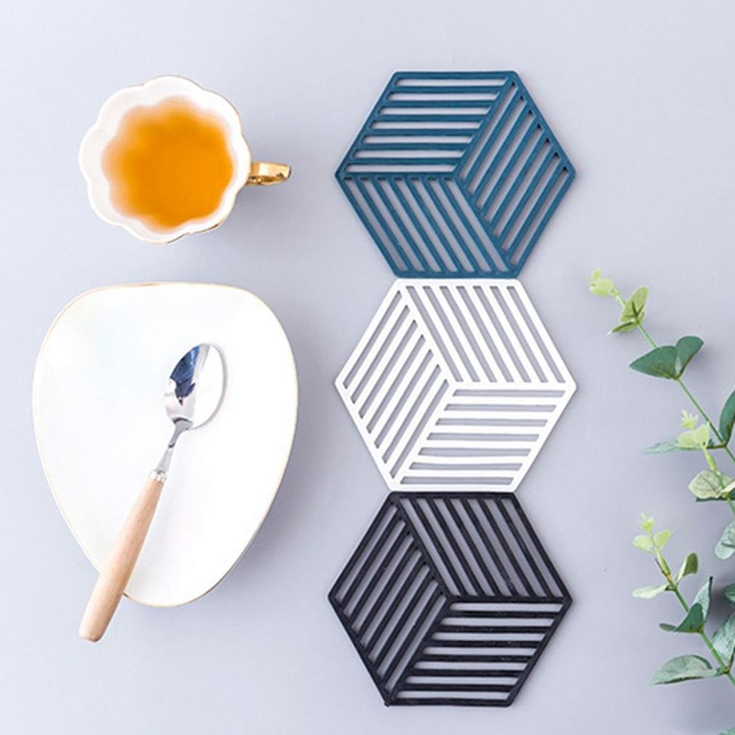 Protective hexagon silicone table mat For The Dining Table 