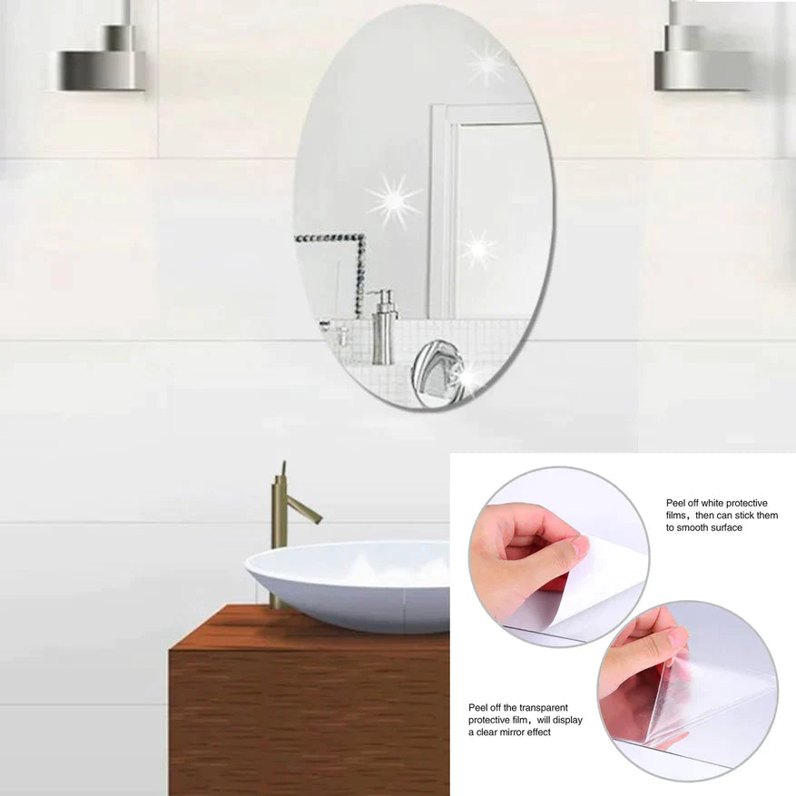 9053 10PC BIG OVAL ADHESIVE-BATHROOM-MIRROR-WALL DeoDap