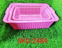 2484 Plastic Multiple Size Cane Fruit Baskets (3 Size Large, Medium, Small) DeoDap