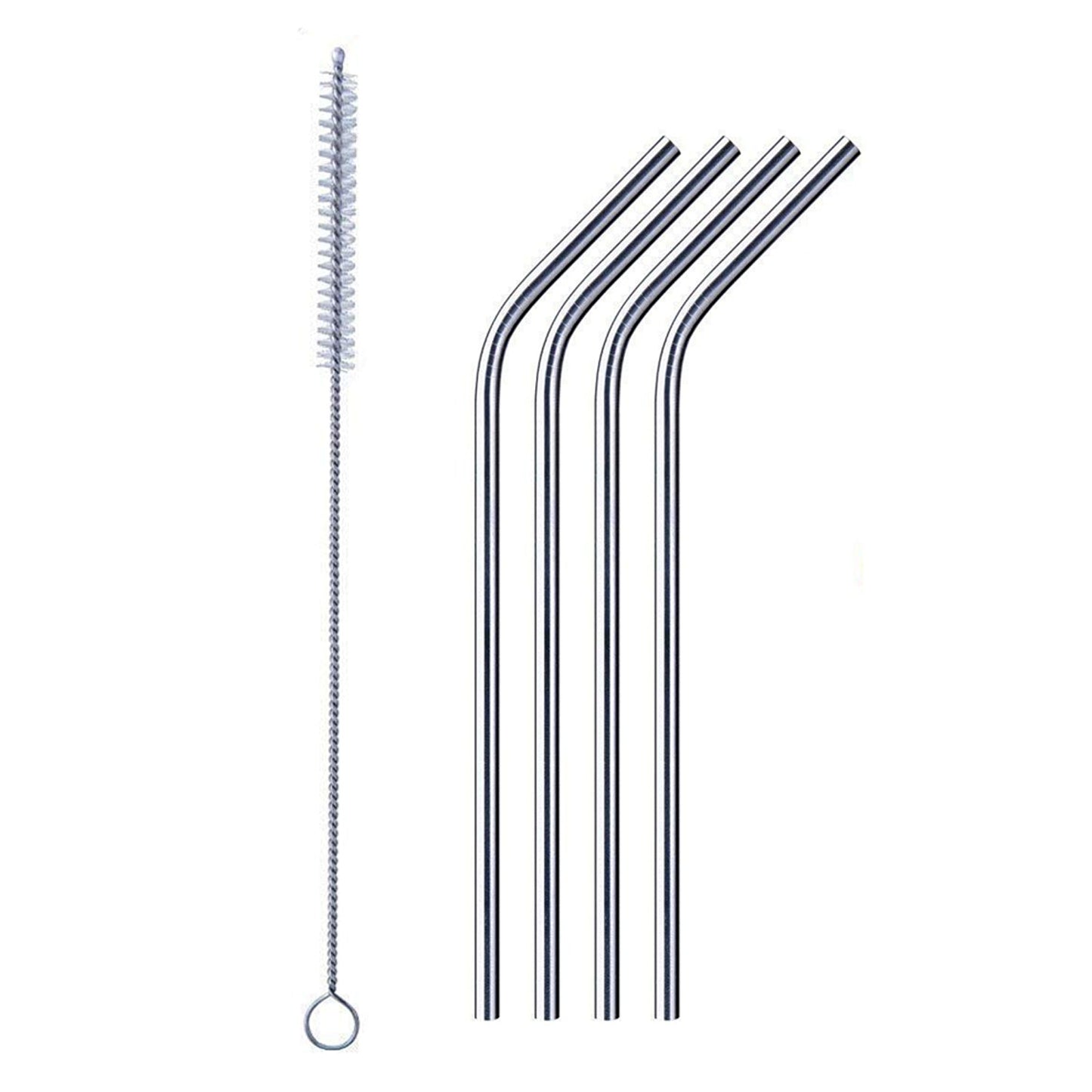 1733 Reusable Stainless Steel Drinking Straws Bent (4 Bent Straws, 1 Brush) DeoDap