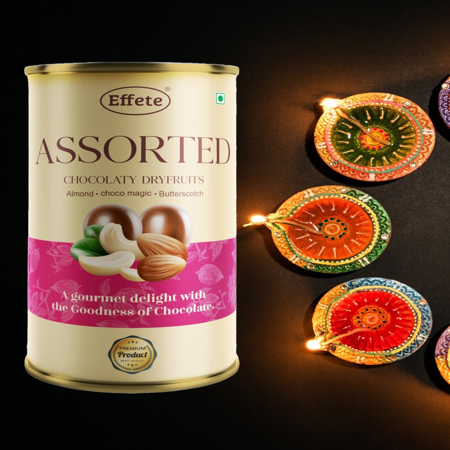 7833  EFFETE ASSORTED CHOCOLATE DRYFRUITS - ALMONDS, Choco Magic  & BUTTERSCOTCH (96 GM)