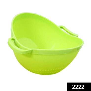 2222 Multipurpose Fruit Vegetable Strainer Colander Bowl with Handle DeoDap