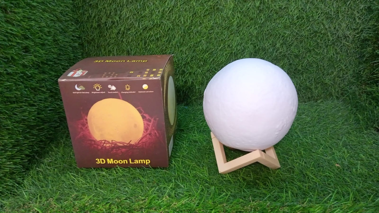 6263A Lampe de Lune Impression 3D Veilleuse LED Lumière de Lune avec Support, Chaude et Froide, Rechargeable par USB pour Cadeau d'anniversaire pour Amoureux des Enfants