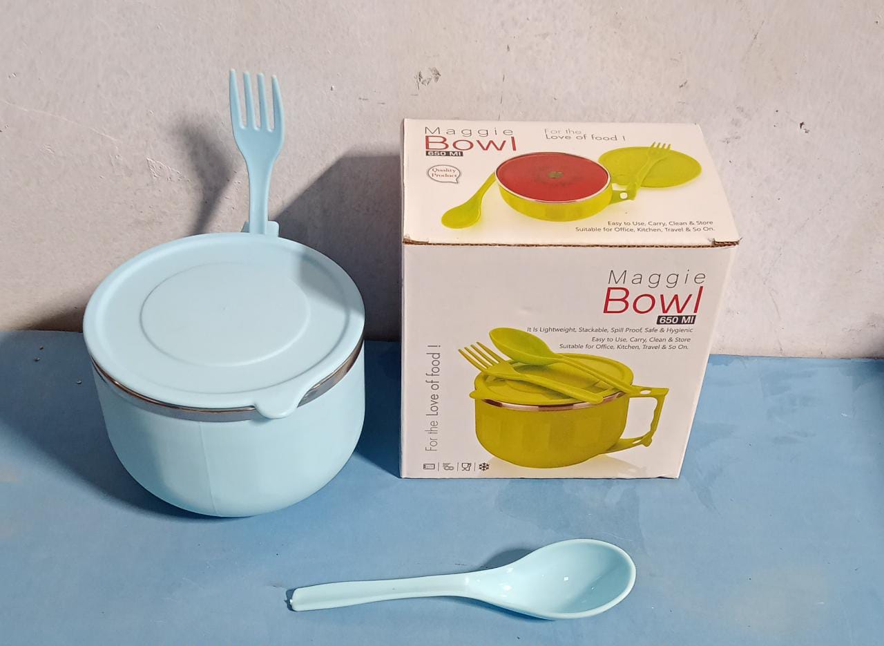 2933 Maggie Bowl avec couvercle et poignée, bols à soupe pour un petit déjeuner parfait, céréales, fruits, ramen, boissons, essentiels, passe au lave-vaisselle, double couche