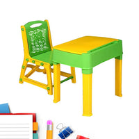 4594B Table d'étude avec ensemble de chaises à utiliser pour l'étude | Ordinateur portable| |Bureau| Salle de classe | Salle d'étude | École | table et chaise pour enfants, table d'étude en plastique (jaune et vert)