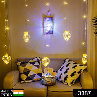 3387 8 pieds 12 guirlandes lumineuses LED en forme de cœur avec boîte de couleur pour la décoration de la maison, Diwali et mariage, lumière de Noël LED intérieure et extérieure, décoration de festival (boule de souhaits blanc chaud)