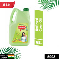 5993 Huile de maïs raffinée Vishwas Bouteille de 5 litres | Makai Oil Huile de cuisson de maïs 100 % pure | Huile de Maïs Comestible Pure 5L