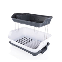 2291 Dish Drainer Rack 2 Layer Drying Rack with Water Removing Tray Sink (Multicolour) DeoDap