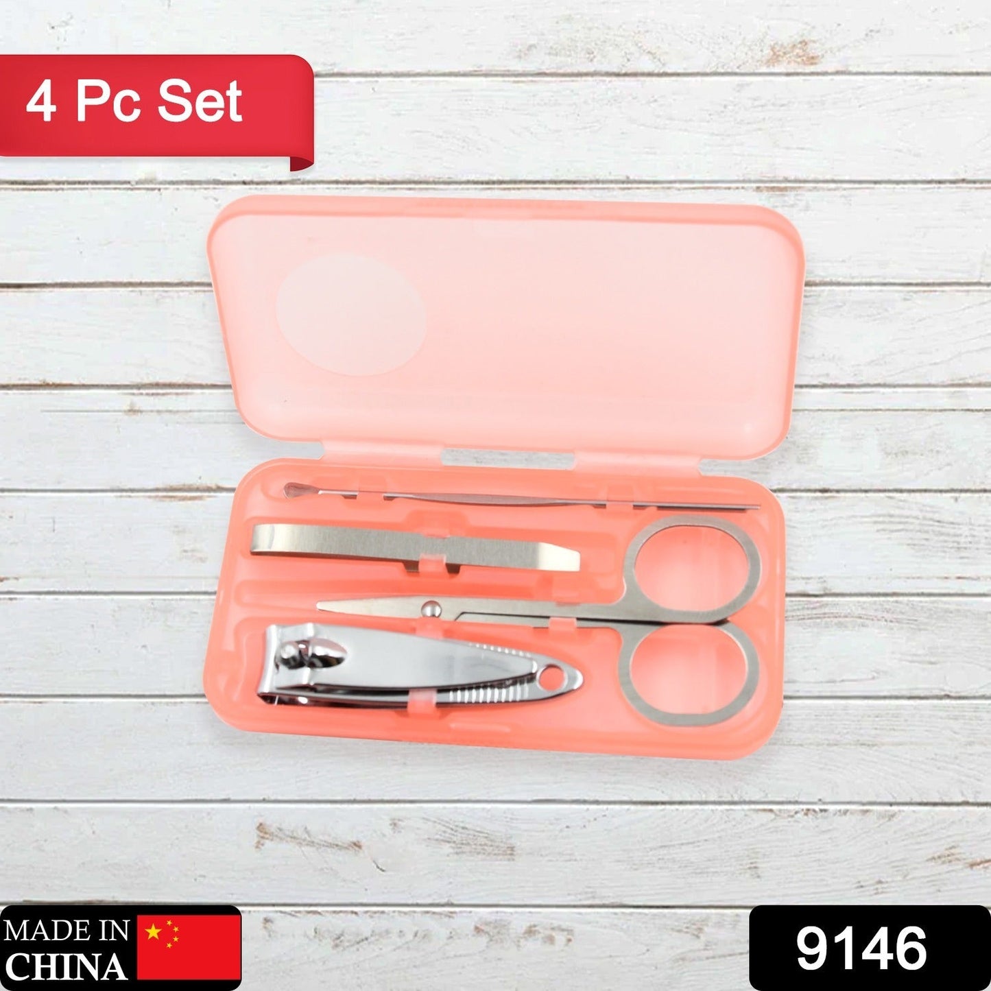 9146 Mini ensemble de coupe-ongles ensemble d'outils de beauté pour ongles ensemble de beauté multifonctionnel avec étui de rangement en plastique, (ensemble de 4 pièces)