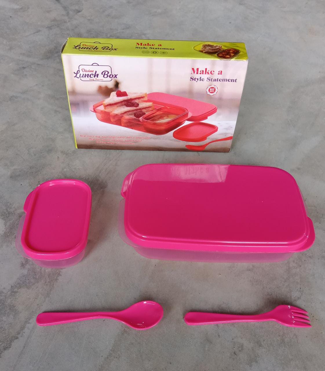 Boîte à déjeuner en plastique incassable, anti-fuite, plastique de qualité alimentaire, sans BPA, 2 récipients avec cuillère, 2453