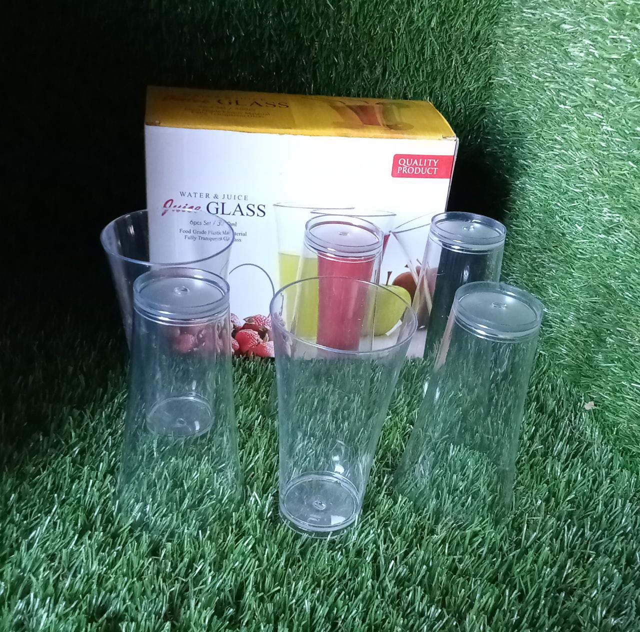 0630 Stylish look Plastic Juicy Glass, Transparent Glasses Set 300ml (6pcs) DeoDap