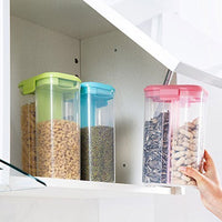 2147 Plastic 2 Sections Air Tight Transparent Food Grain Cereal Storage Container (2 ltr) DeoDap