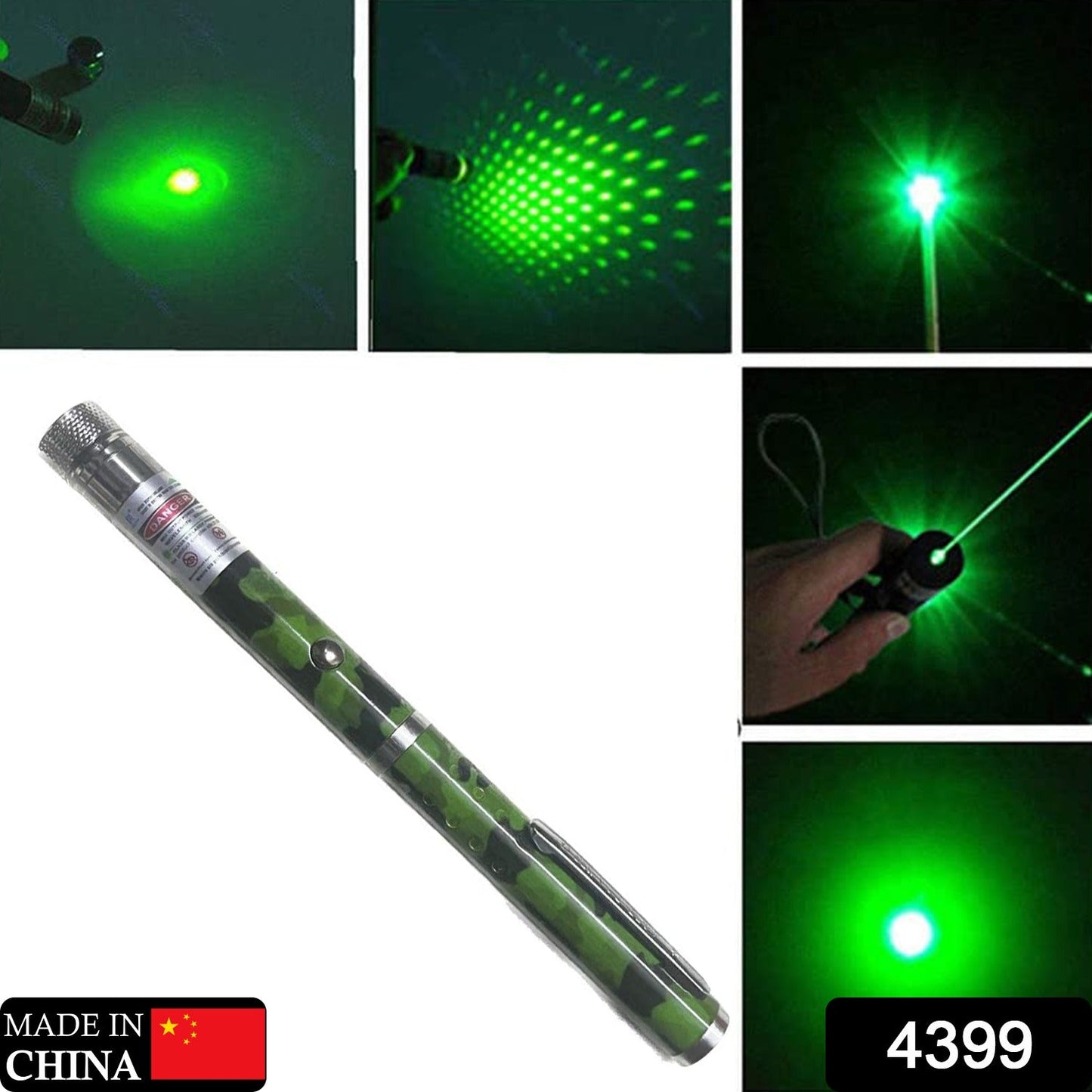 Faisceau de stylo pointeur Disco à lumière Laser polyvalente verte 4399 avec capuchon d'antenne réglable pour changer la conception du projet