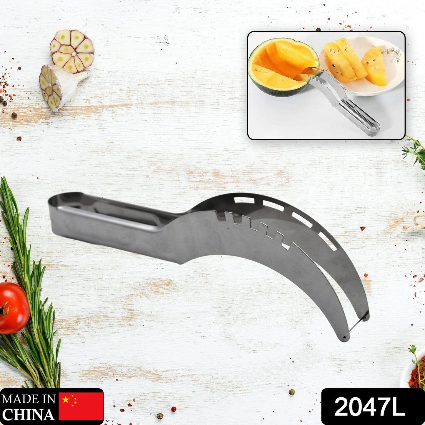 Couteau trancheur de cantaloup de pastèque d'acier inoxydable de 2047l, fruits de Corer, cuisine d'outils de légumes