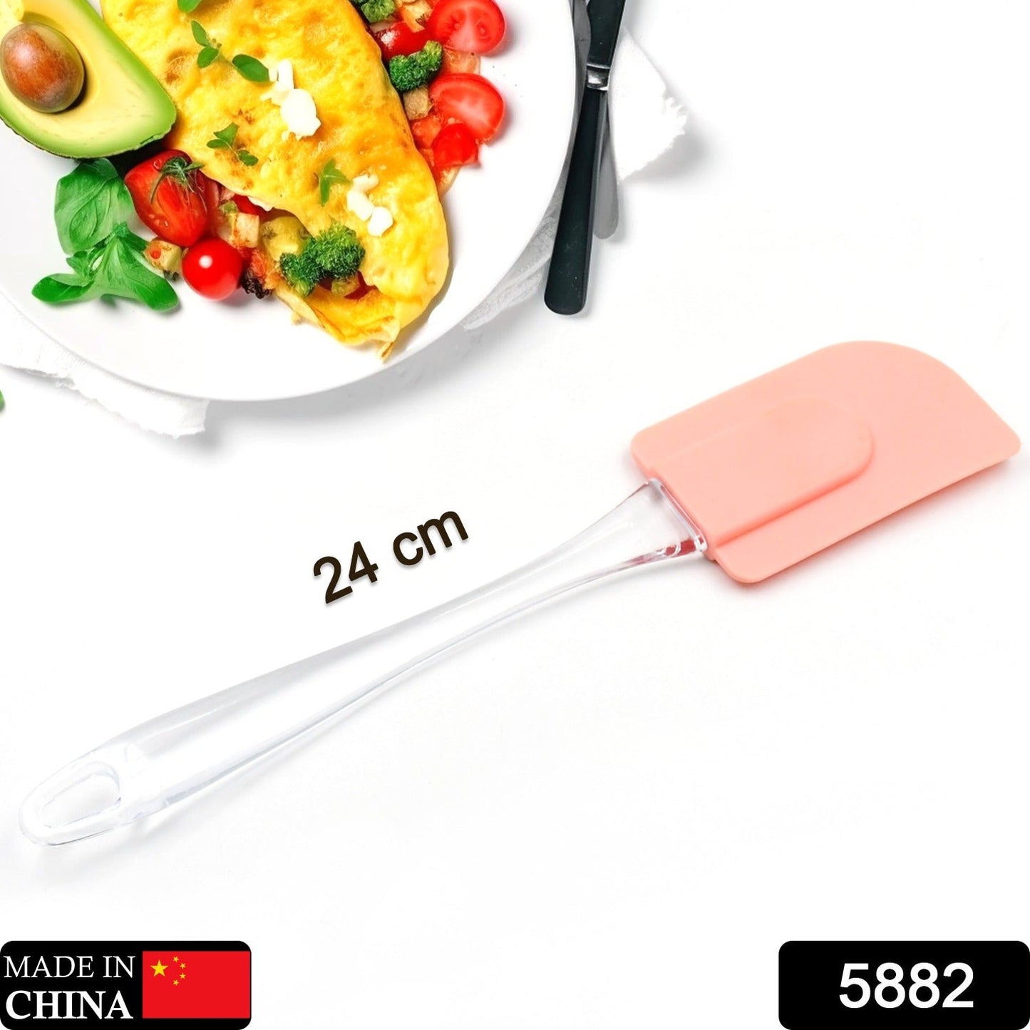 5882 Spatule en silicone pour la cuisson, 1 spatule en caoutchouc, spatule à crêpes, ustensiles de cuisine résistants à la chaleur pour la cuisson, grande spatule de cuisson non collante, qualité alimentaire, sans BPA (24 cm)