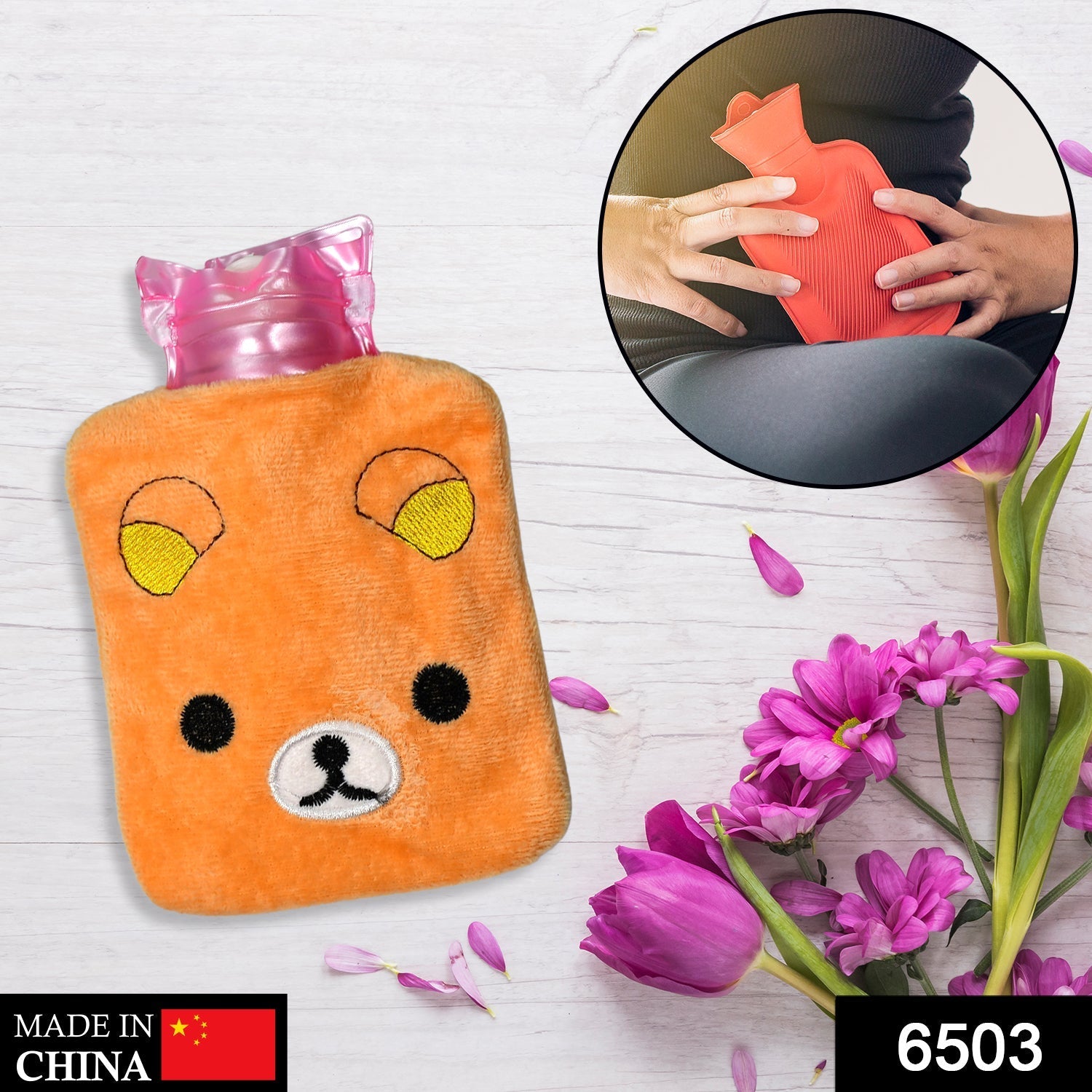 6503 Orange Panda small Hot Water Bag with Cover for Pain Relief, Neck, Shoulder Pain and Hand, Feet Warmer, Menstrual Cramps. DeoDap