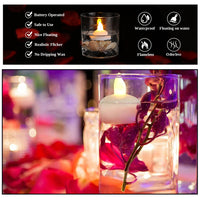 6439 Set of 12 Flameless Floating Candles Battery Operated Tea Lights Tealight Candle - Decorative, Wedding. DeoDap