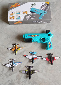 Jouet pistolet lanceur d'avion 4413A avec avions planeurs en mousse, jeux de plein air pour enfants, meilleurs jouets d'avion pour enfants, jouets pistolet de combat aérien (5 avions inclus)