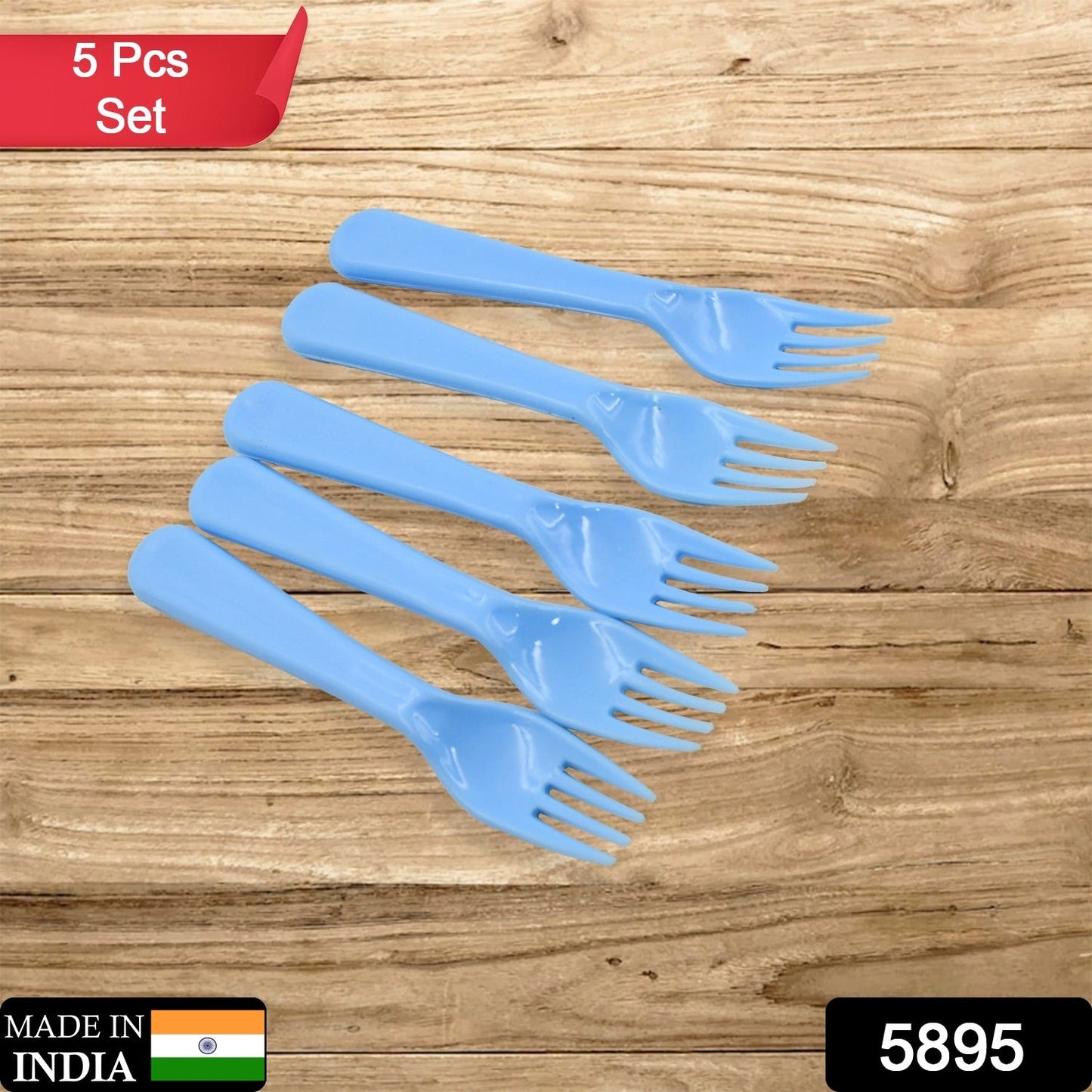 5895 Fourchettes en plastique lourdes réutilisables de qualité supérieure, fournitures de fête, taille unique, ensemble de fourchettes de service en plastique 5 pièces pour la cuisine, les voyages, la maison (5 pièces)