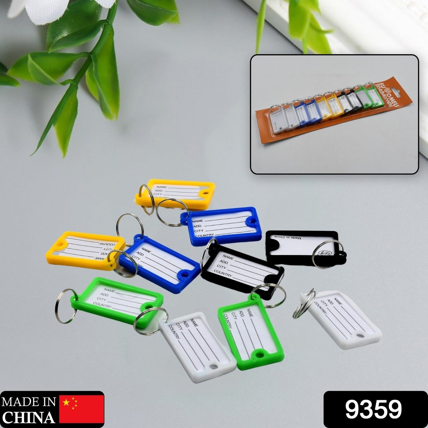 9359 portefeuille porte-clés 10 pièces ensemble clé en plastique personnalisé porte-clés porte-clés étiquettes numérotées porte-clés avec sac à dos porte-clés