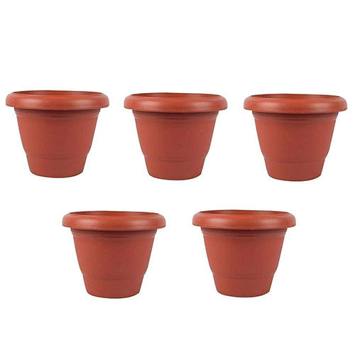 0822 Garden Heavy Plastic Planter Pot/Gamla  (Brown, Pack of 1) DeoDap