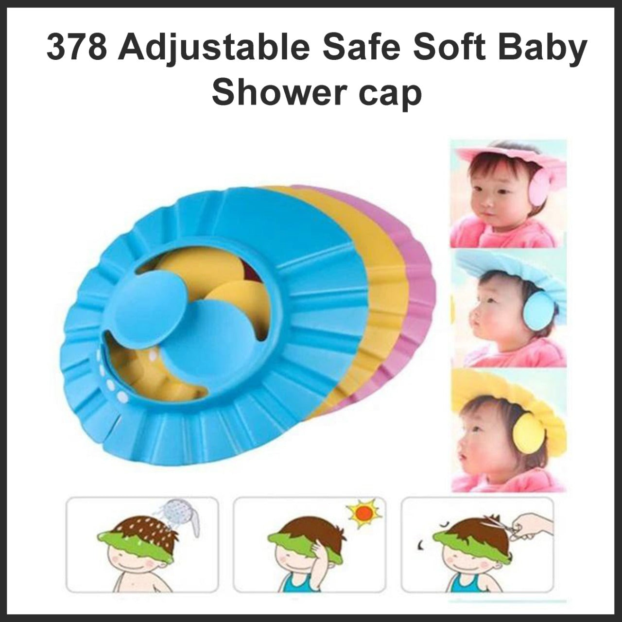 0378 Adjustable Safe Soft Baby Shower cap Gotilyo